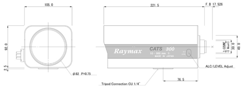 Raymax10-300mm长焦镜头尺寸