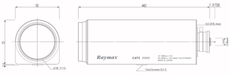 Raymax10-1000mm长焦镜头尺寸